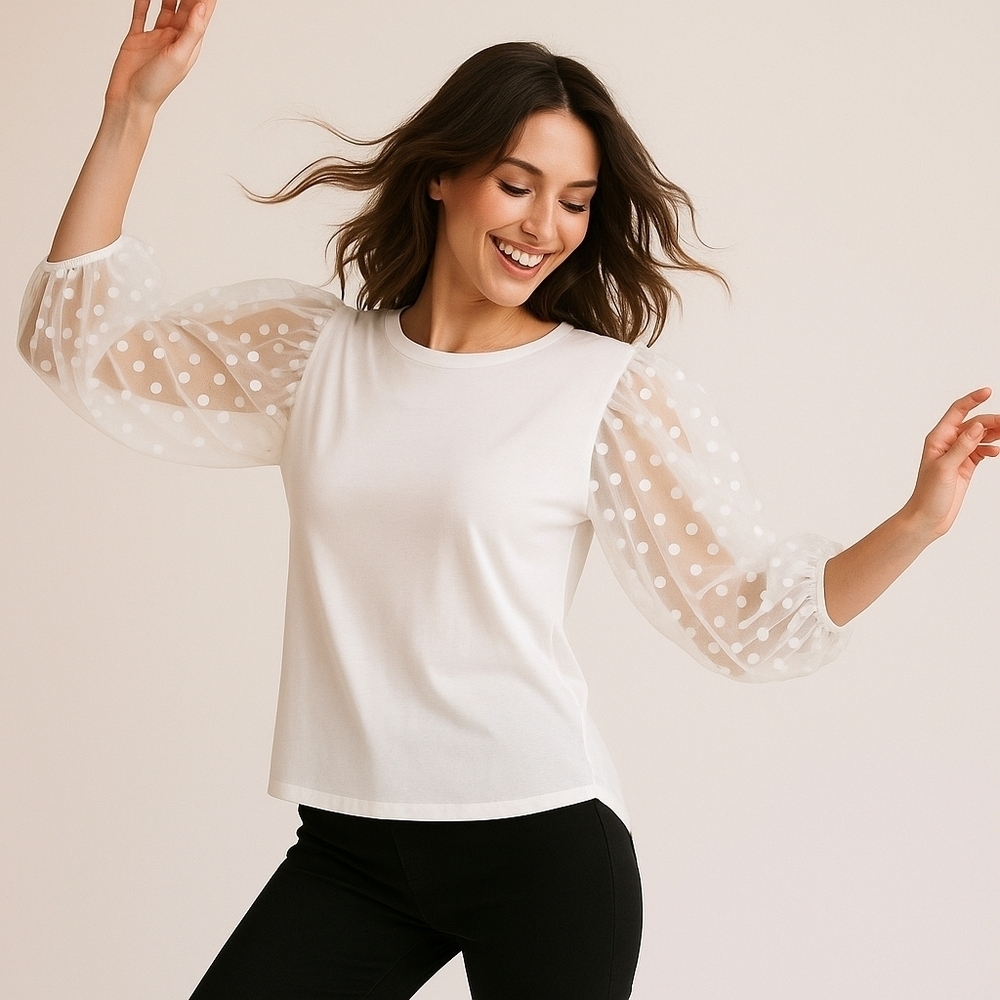 💙 Qed London Top With Balloon Sleeves